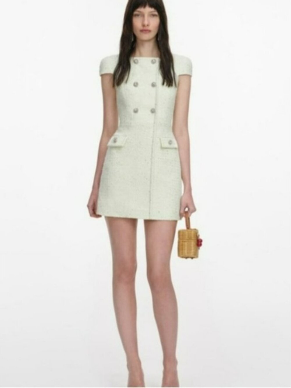 Self-Portrait Lime Boucle Mini Dress